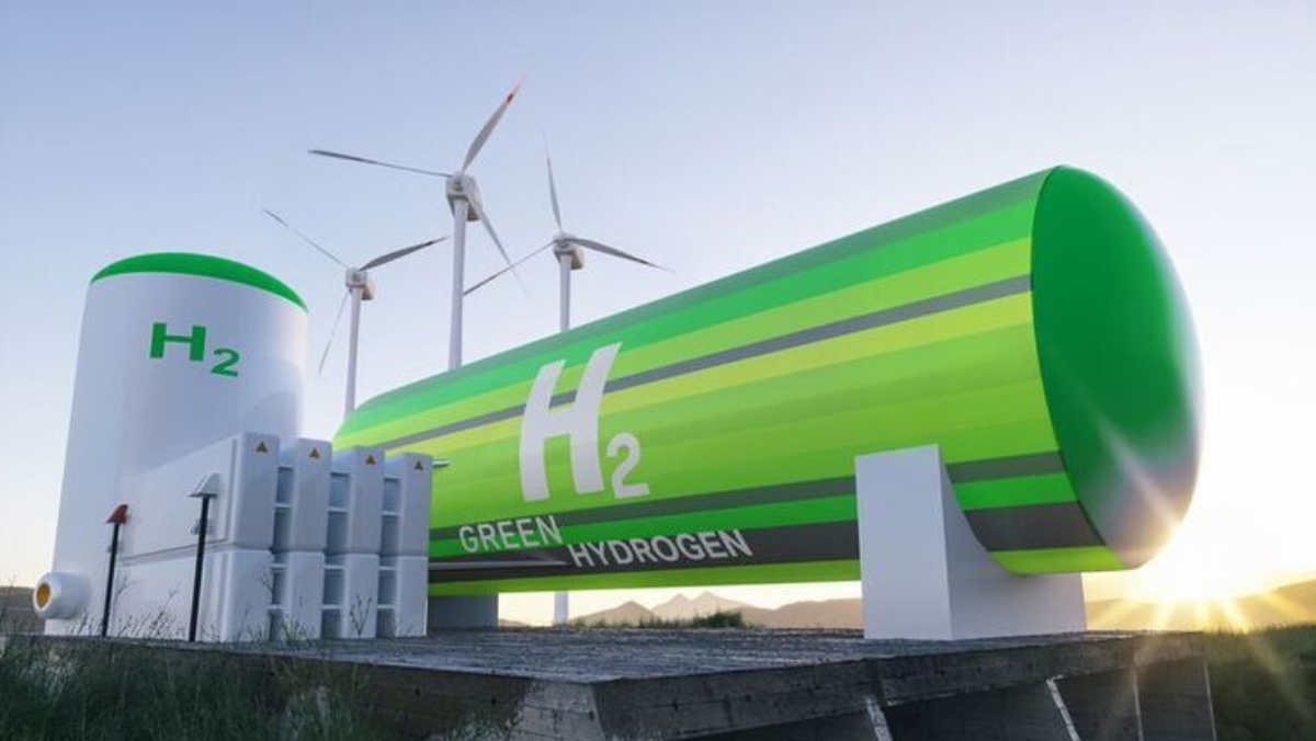 Green hydrogen storage tanks with wind turbines supporting decentralised hydrogen production